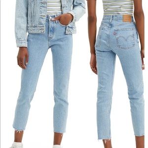 Wedgie Icon Fit High Waist Raw Hem Ankle Jeans